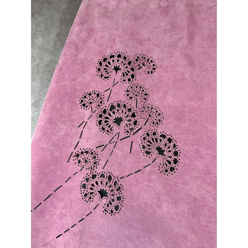 Muse Pink Suede Leather Mini Skirt Laser Cut Floral Scalloped Hem Womens 12